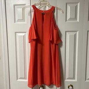 Salmon Pink Open Shoulder Dress